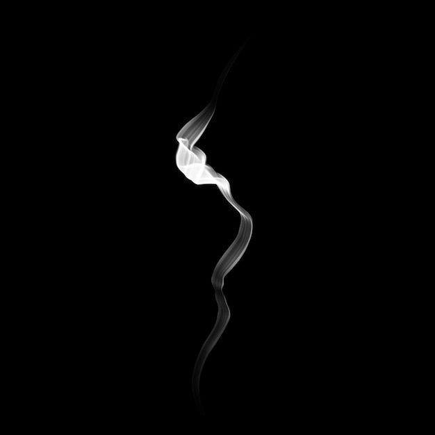 Delicate white cigarette smoke waves on black background