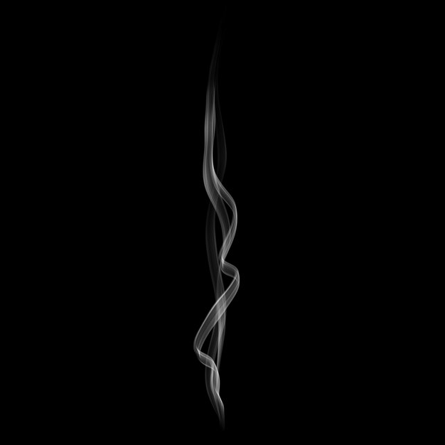 Delicate white cigarette smoke waves on black background