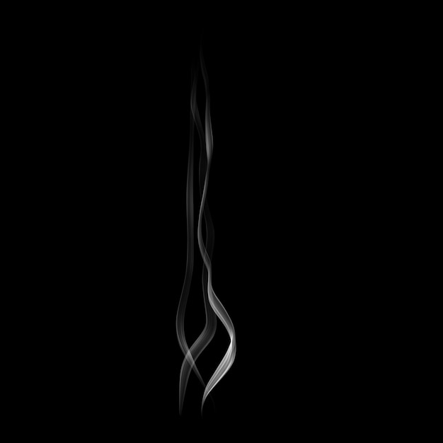 검은 배경에 섬세한 흰색 담배 연기 파도