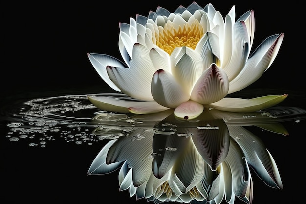 Delicate white lily on a black surface Generative AI