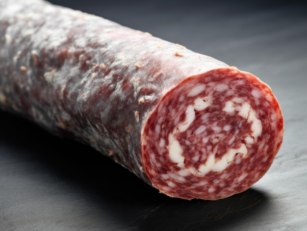 Delicatessen salami sausage with white mold fouetx9created with Generative AI technology