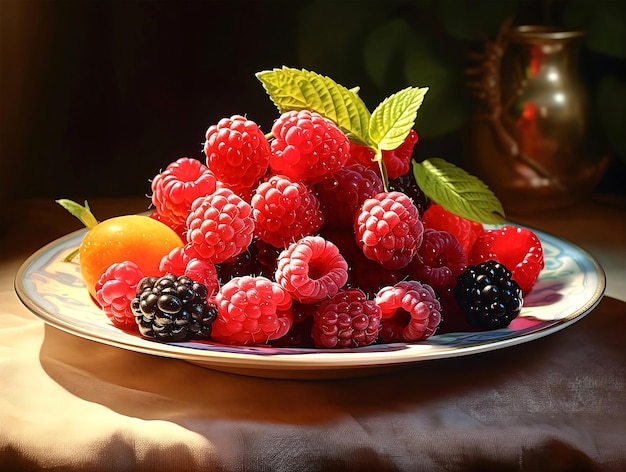 Деликатесные ягоды на тарелке