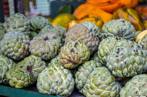 Foto deliciosas frutas selvaticas chirimoya