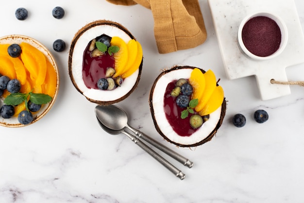 Photo delicious açai bowl arrangement