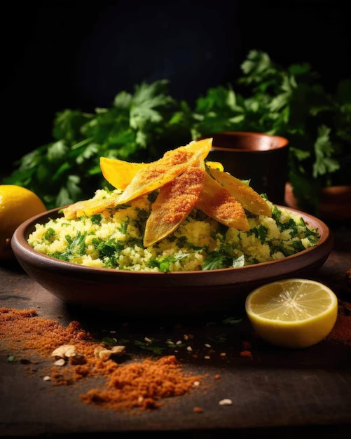 Delicious Acaraj brazilian food dish with dark studio background