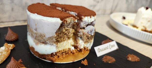 Delicious afternoon tea - sliced tiramisu