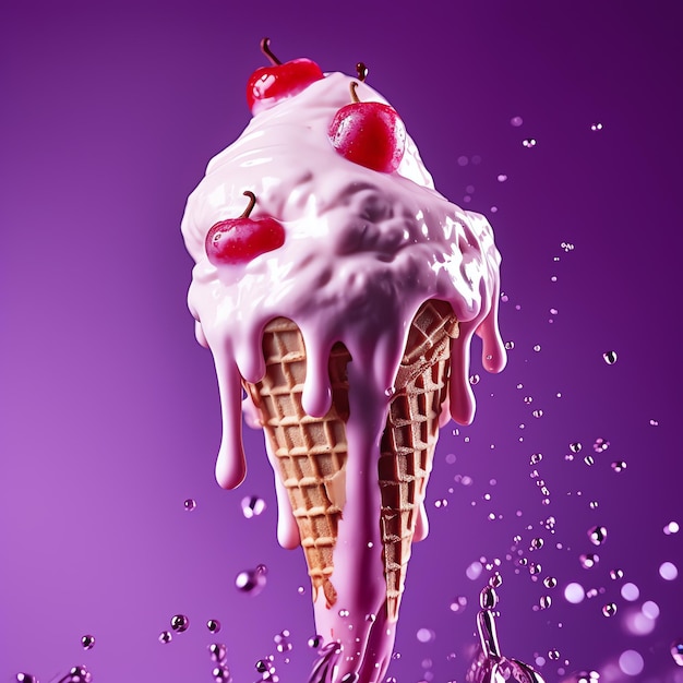 Delicious appetizing ice cream with colorful melting ice cream