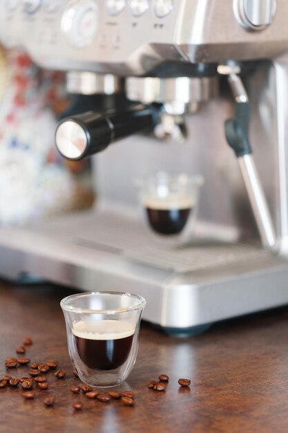 Delicious and aromatic Espresso in transparent cups