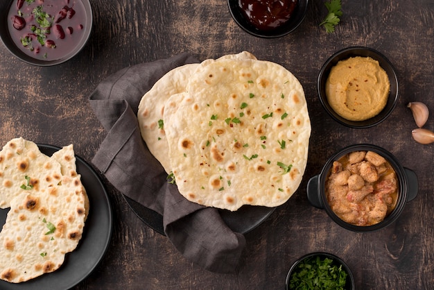 Delicious arrangement of traditional roti