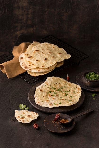 delicious arrangement of traditional roti