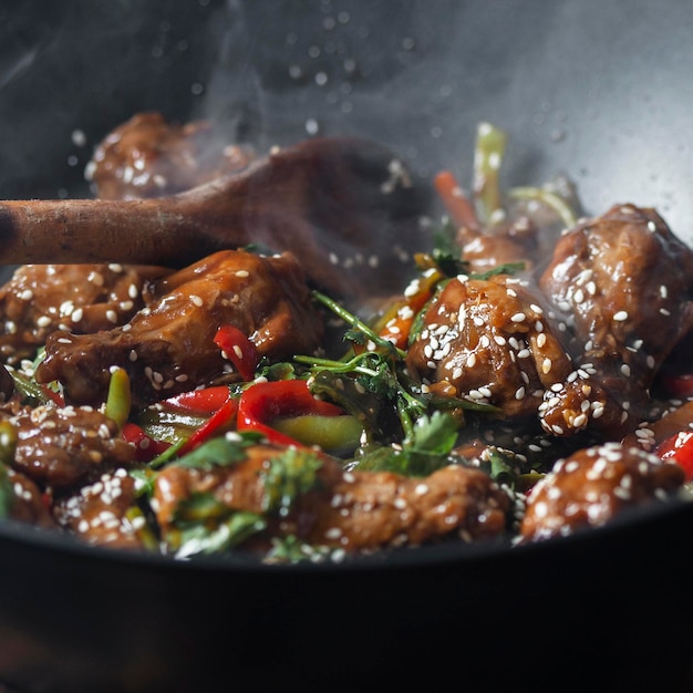 写真 美味しいアジア料理ハイアングル