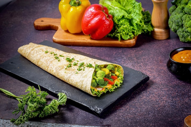 Delicious Assorted Grilled Vegetables Wrap