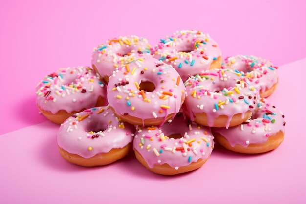 Delicious Assortment of Doughnuts with Colorful Sprinkles on Top, Generative Ai