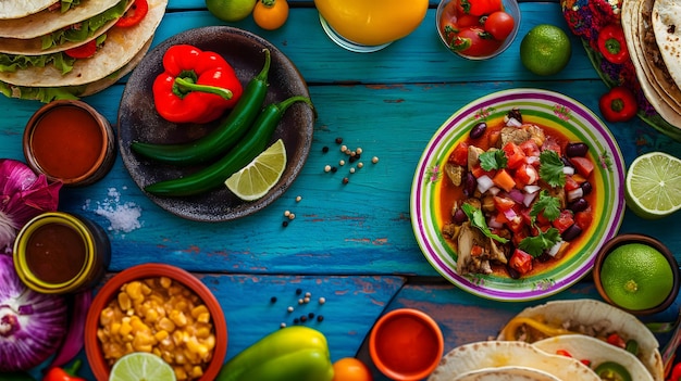 Photo delicious assortment of mexican tacos with fresh ingredients