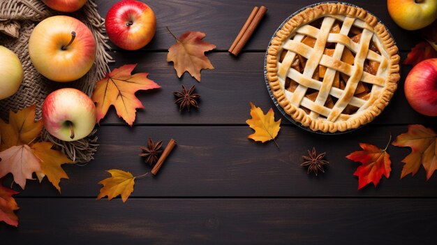 Delicious autumn pies such as pumpkin and apple for traditional thanksgiving festivities