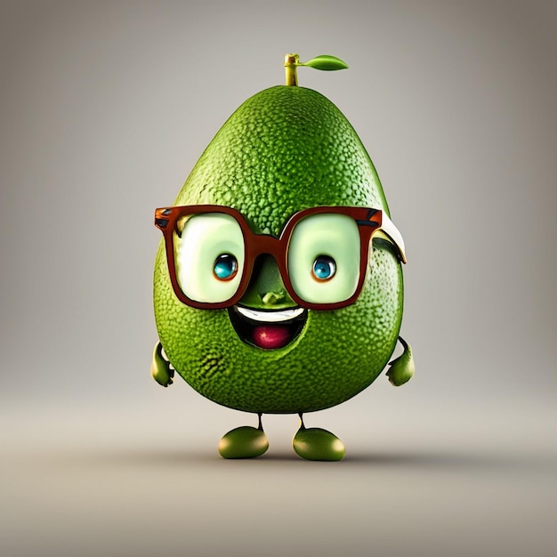 Delicious avocado fruit She wears glasses She runs Funny