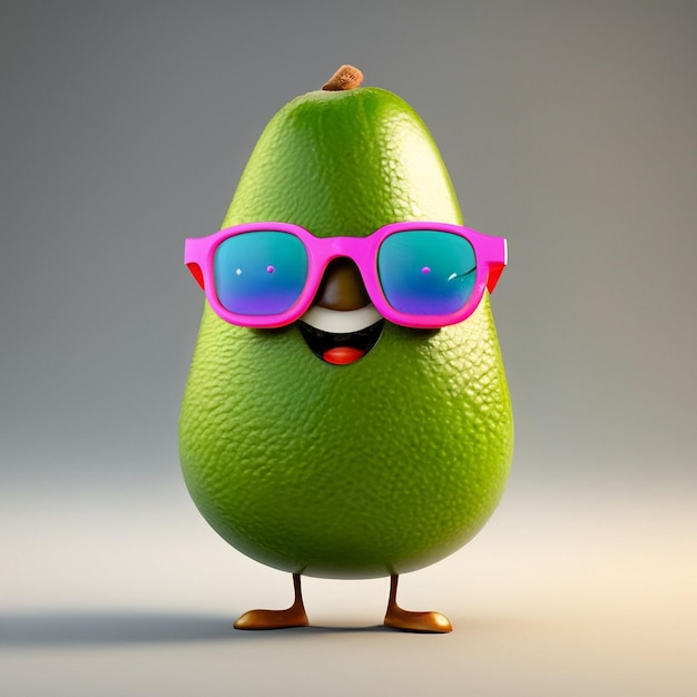 Delicious avocado fruit She wears glasses She runs Funny