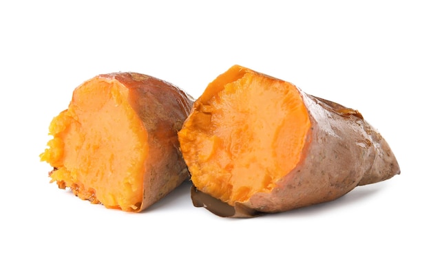 Photo delicious baked sweet potato on white background