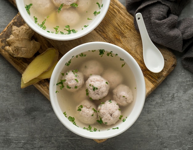 Photo delicious bakso bowl composition