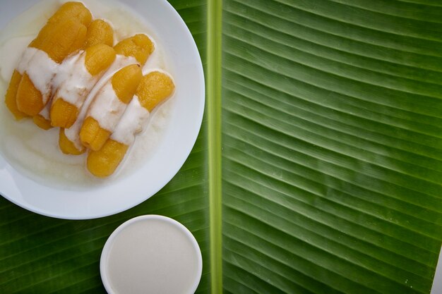 Delicious banana in syrup for Thai sweet 