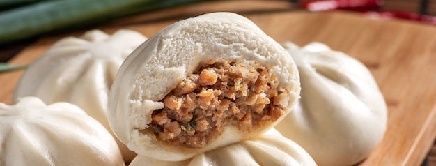 Delicious baozi, Chinese steamed meat bun