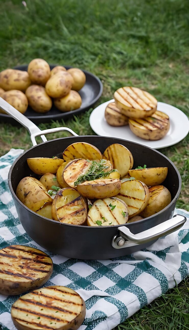 Вкусные картофели на гриле с гарниром.