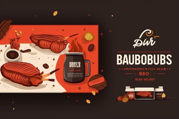 Delicious bbq horizontal banner template