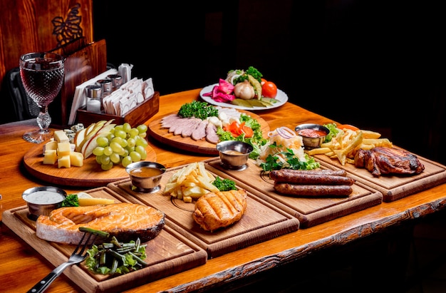 Delicious and beautiful food on a wooden board