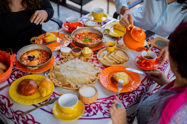 delicious and beautiful table for breakfast