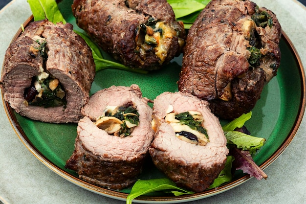 Delicious beef roll filled