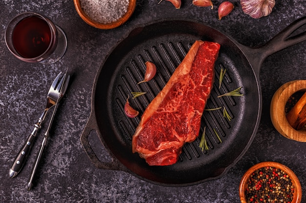 Delicious beef steak on a dark background