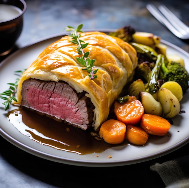 Photo delicious beef wellington fine dining meal cuisine food food photography