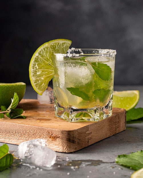 Delicious beverage with lime and mint