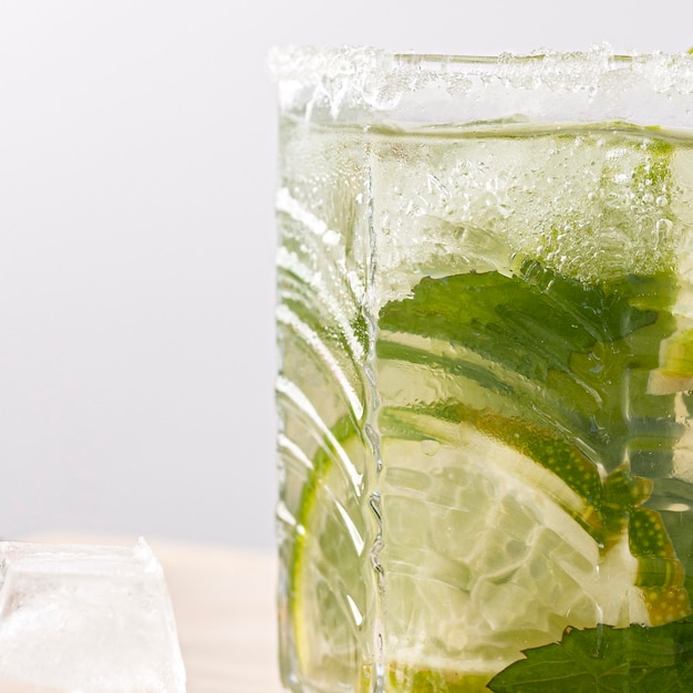 Delicious beverage with lime and mint