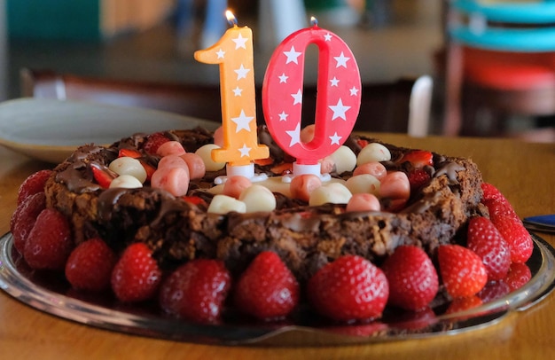 Delicious birthday cake on a table in amsterdam