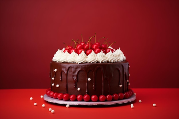 Delicious birthday cake with purple background