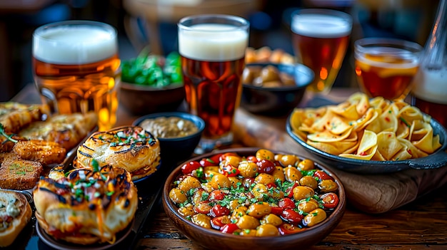 Delicious Bites and Drinks Een gedetailleerde kijk op Pub Finger Foods and Beverages