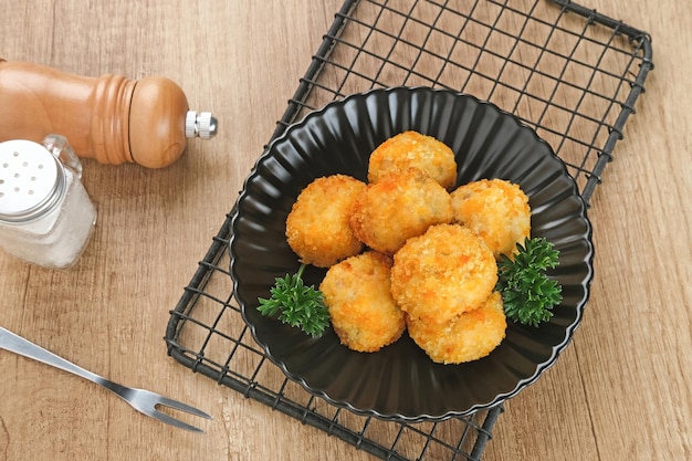 Delicious Bitterballen, typical Dutch snacks made from flour, cheese, milk coated with bread crumb