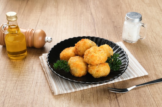 Delicious Bitterballen, typical Dutch snacks made from flour, cheese, milk coated with bread crumb