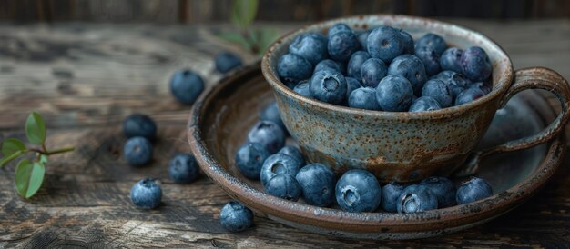 Delicious Blueberries on Wooden Table