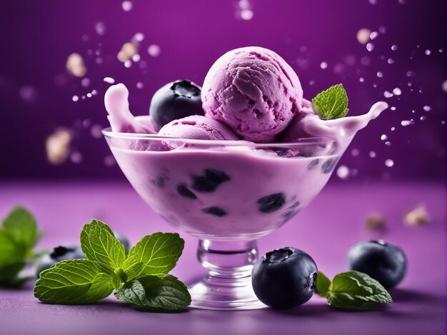 Delicious Blueberry Bliss Scrumptious Bowl of Freshly Picked Blueberries and Creamy