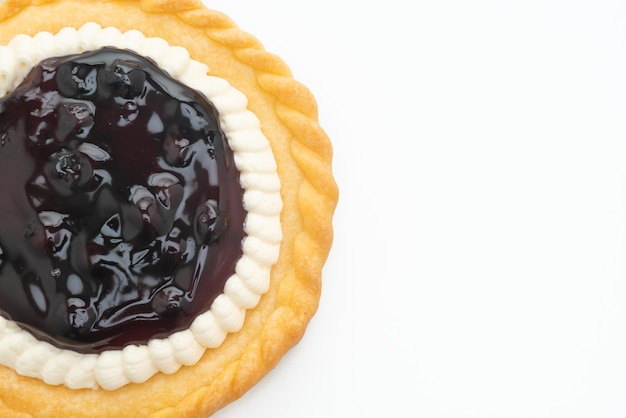 Delicious Blueberry Cheese Pie on white background