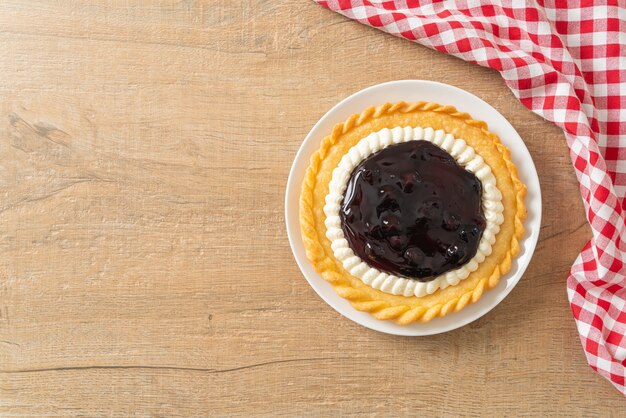 Delicious Blueberry Cheese Pie on white plate