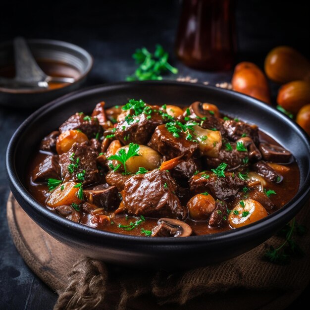 Photo delicious bourguignon beef stew