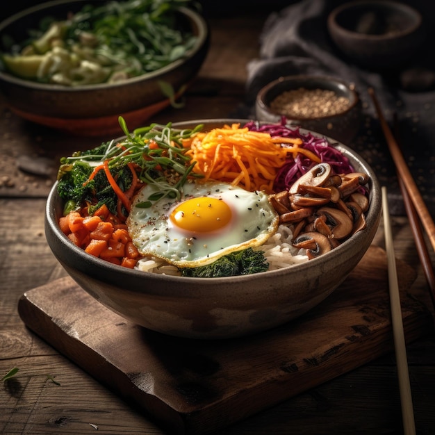 Delicious Bowl of Bimbimbap A Perfect Meal for Foodies Generative AI