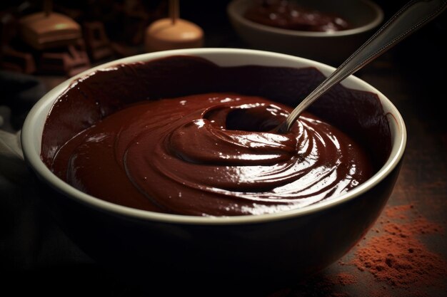 Photo delicious bowl chocolate paste cooking food generate ai