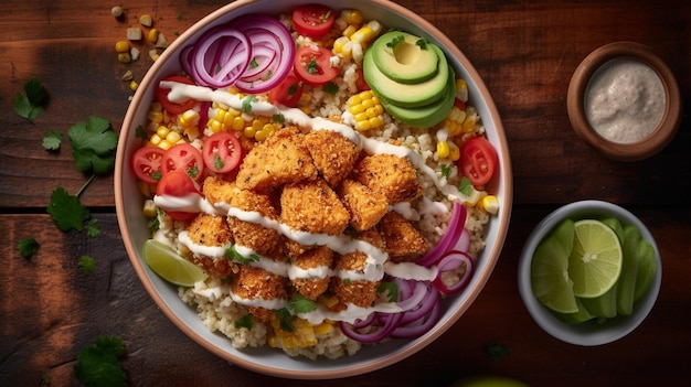 Delicious bowl de pop corn chicken