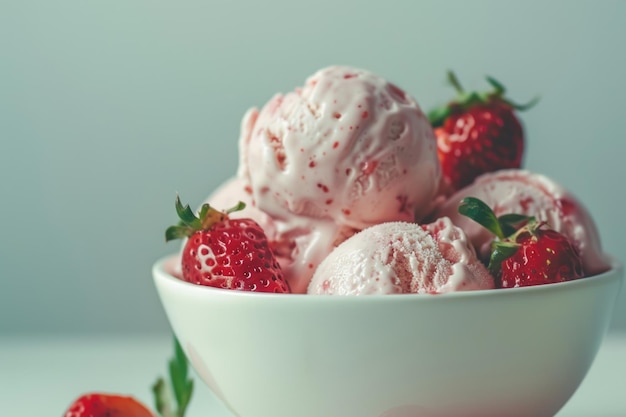 Delicious bowl of strawberry ice cream