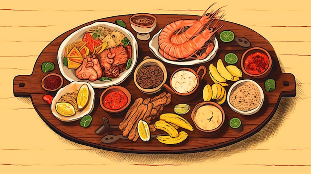 Delicious brazilian food illustrations