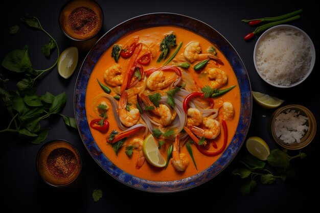 Photo delicious brazilian food stew moqueca with colorful ingredients